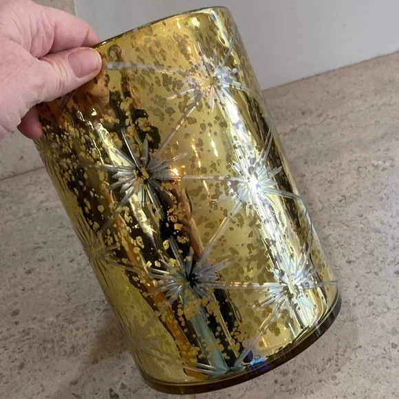 West Elm Distressed Gold Starburst Mercury Glass Candle Holder - Picture 3 of 8